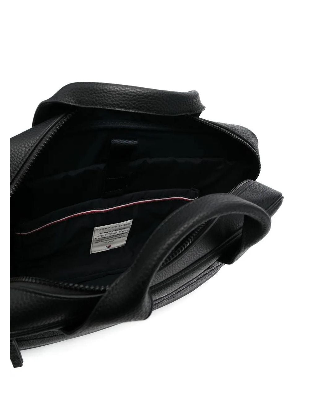 Tommy Hilfiger Black Logo-Plaque Laptop Bag for men