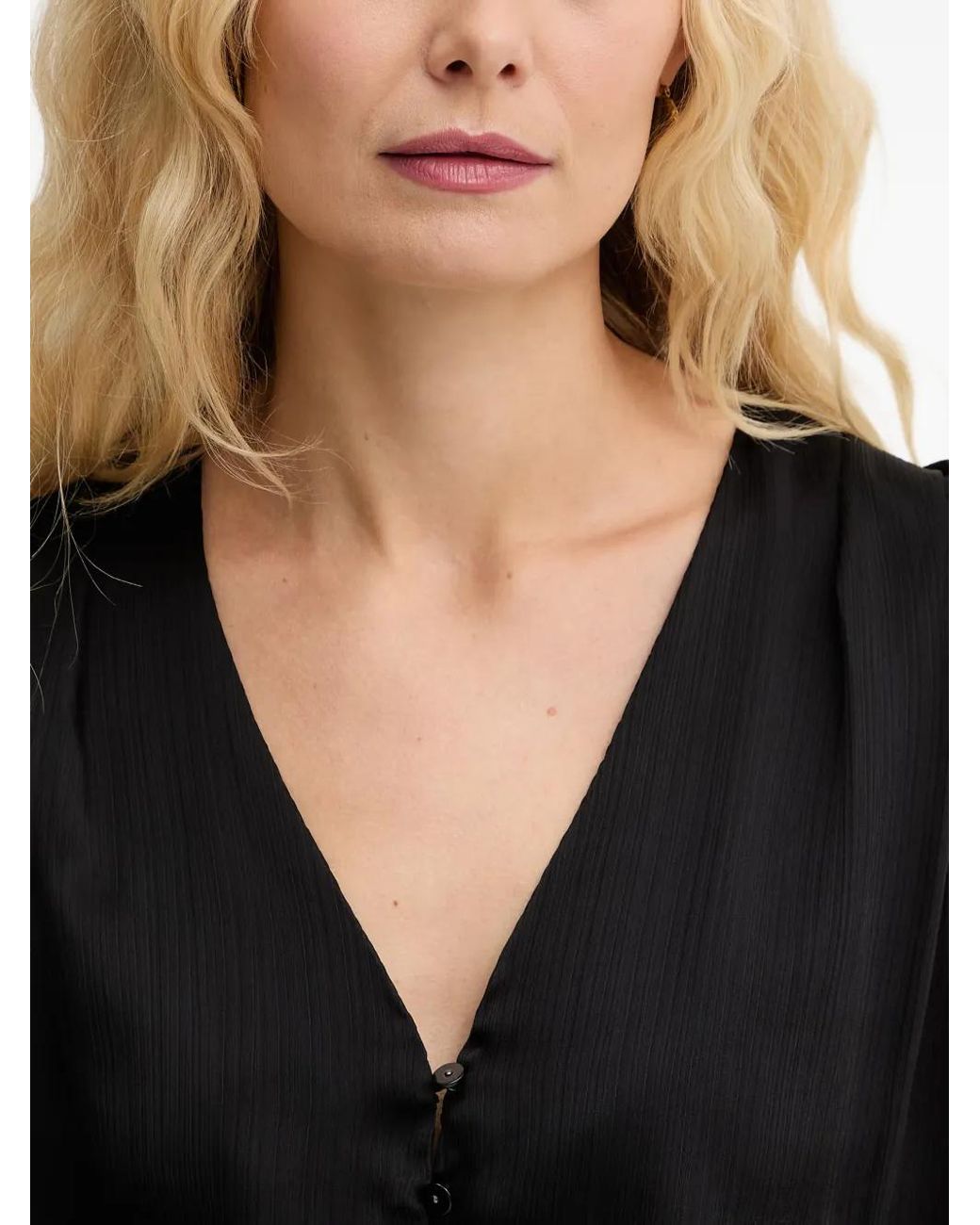 Guess Black V-Neck Ruffled Dress