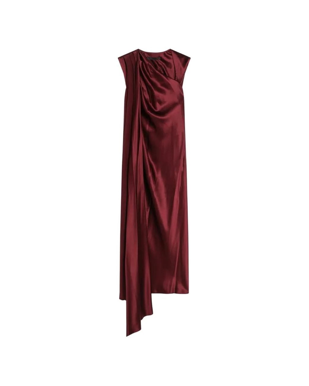 Max Mara Red Robe Drapée Pianoforte À Design Asymétrique