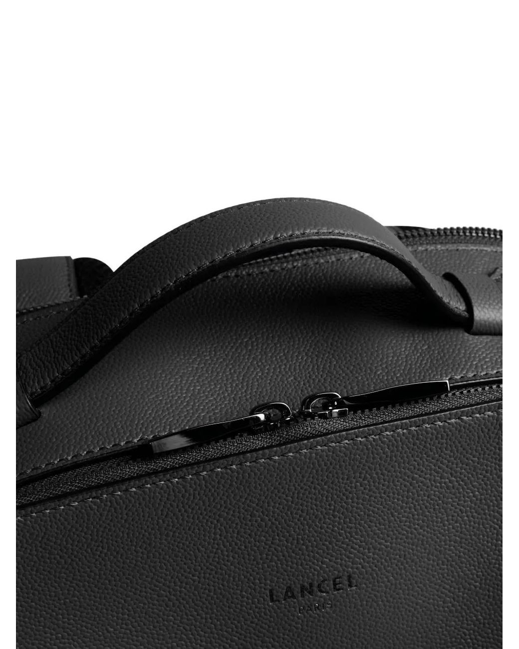 Lancel Black Leather Top-Handle Backpack for men