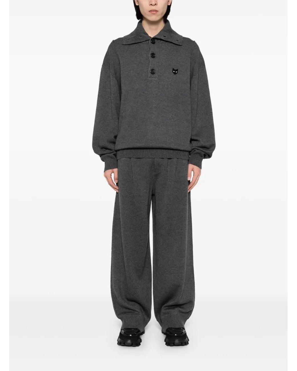 ZZERO BY SONGZIO Gray Panther Wide-Leg Knitted Trousers for men