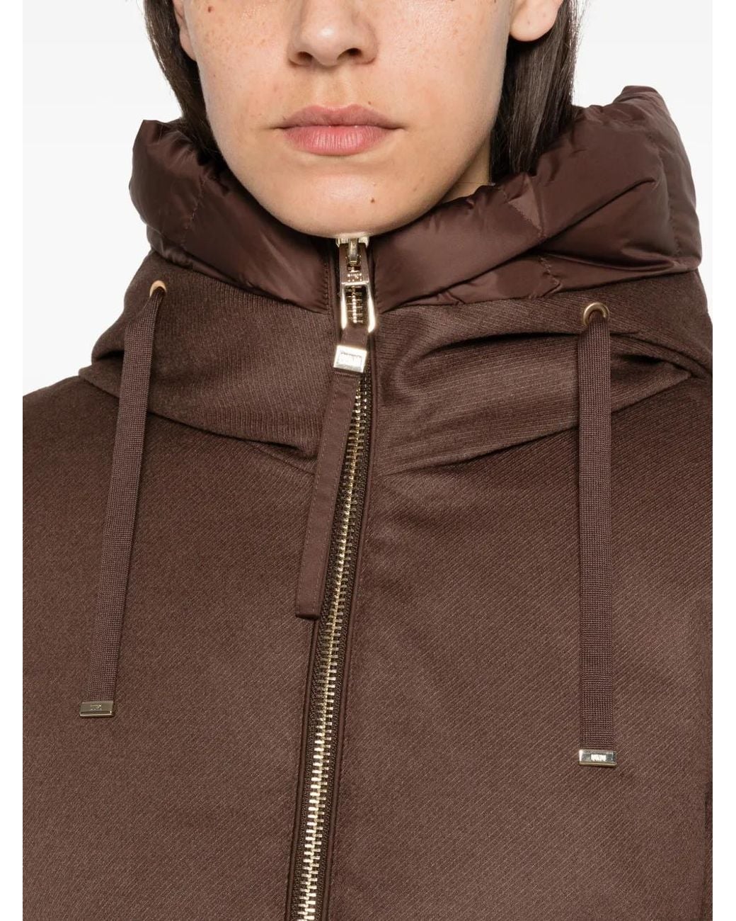DUNO Brown Hooded Quilted Coat