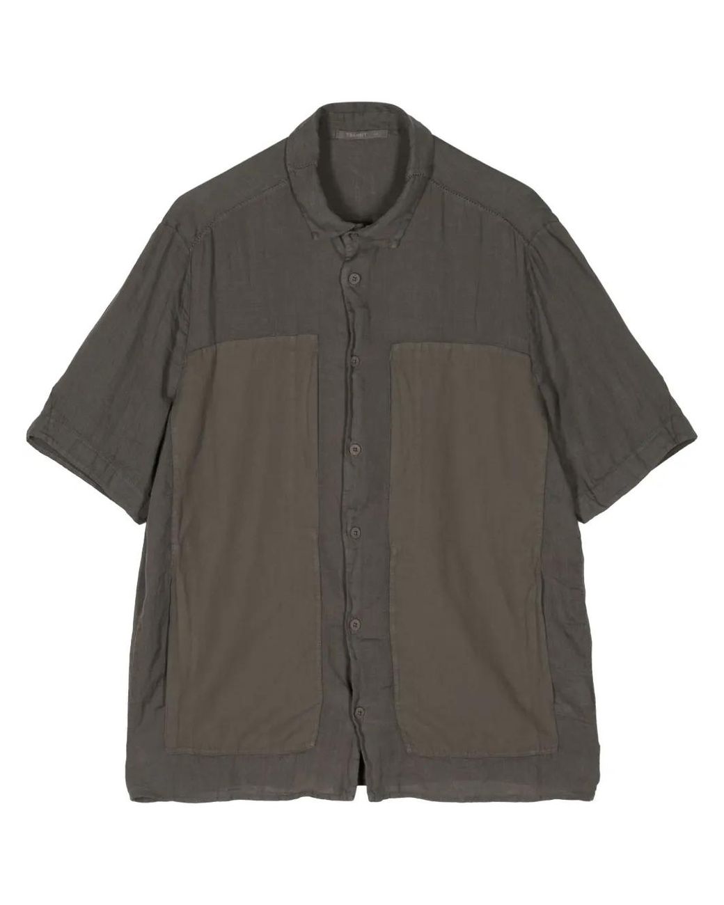 Transit Gray Panelled Short-Sleeve Shirt for men