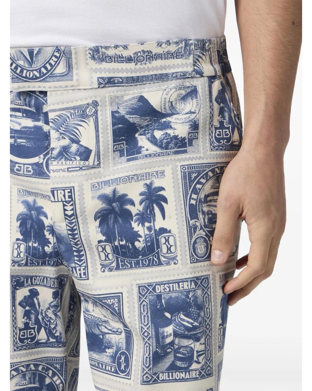 Billionaire Blue All-Over Stamps Bermuda Shorts for men