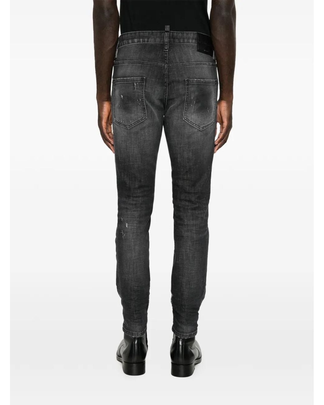 DSquared² Gray Distressed Faded-Effect Jeans for men