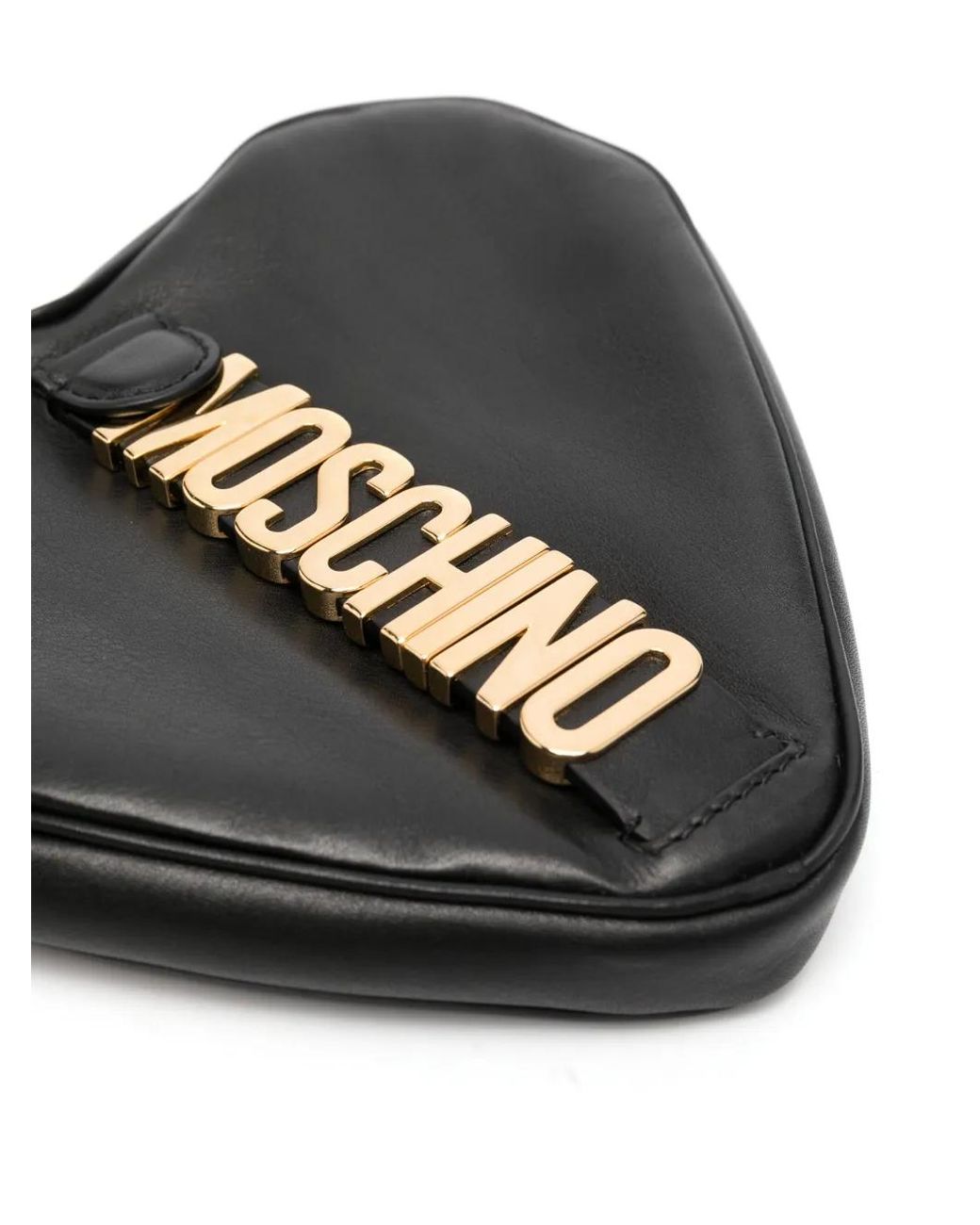 Moschino Black Logo-Lettering Heart-Shaped Clutch Bag
