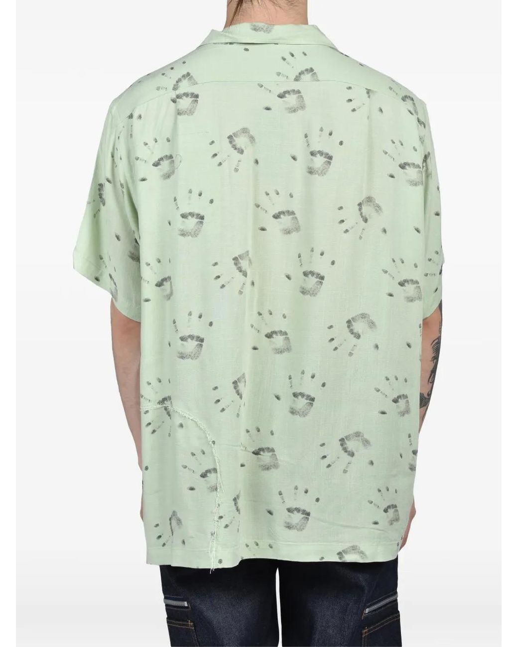 BOW WOW Green Handprint-Print Short-Sleeve Shirt for men