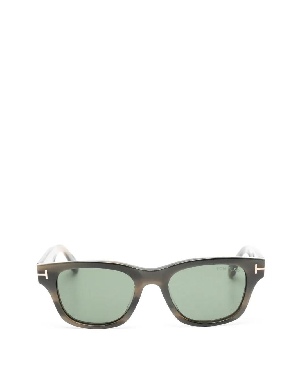 Tom Ford Green T-Logo Rectangle-Frame Sunglasses