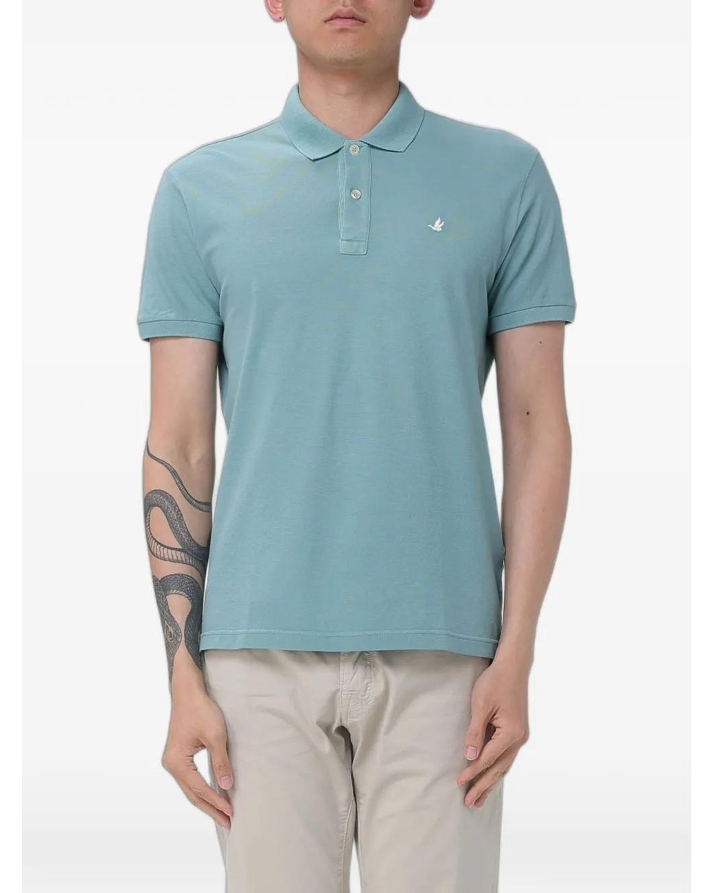 Brooksfield Blue Logo-Embroidered Polo Shirt for men