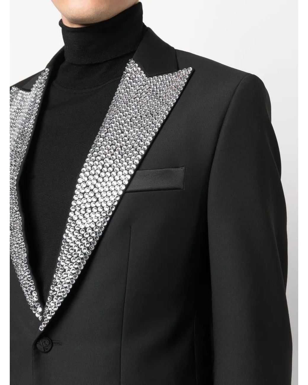 Philipp Plein Black Crystal-Embellished Dinner Suit for men