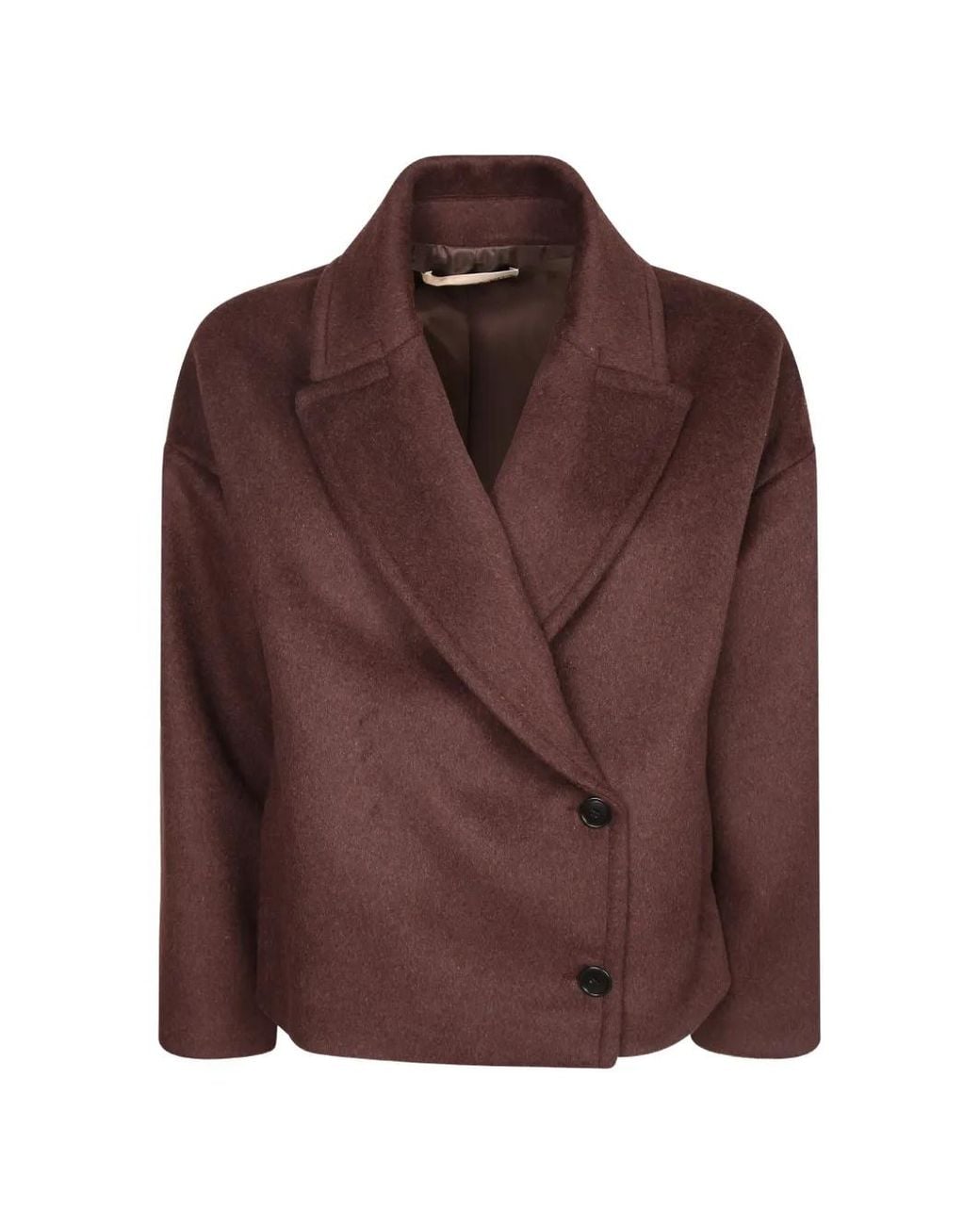 Blanca Vita Brown Double-Breasted Notched-Lapels Coat