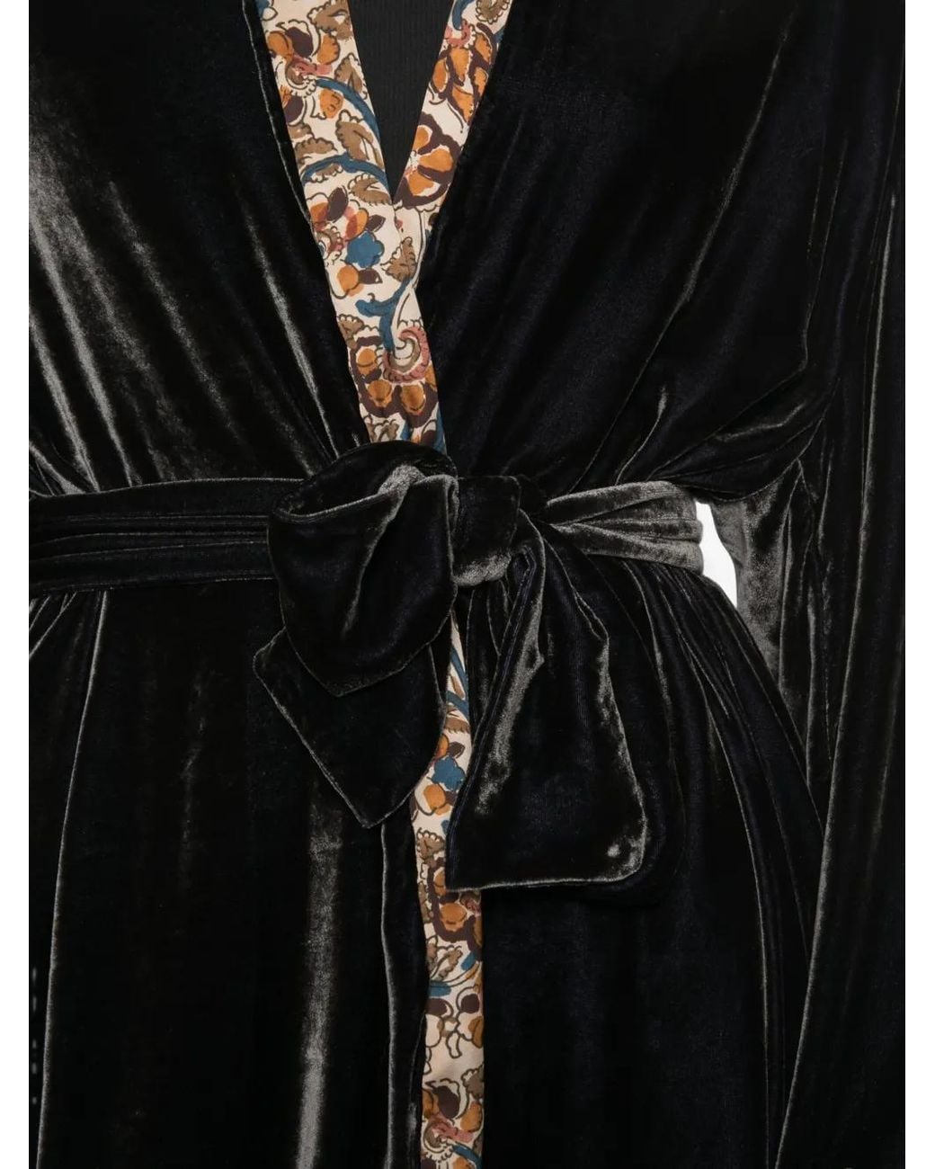 Whyci Black Cape En Velours À Fleurs