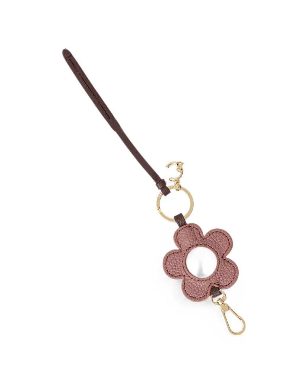 Coccinelle Metallic Flower-Motif Mirror Keyring