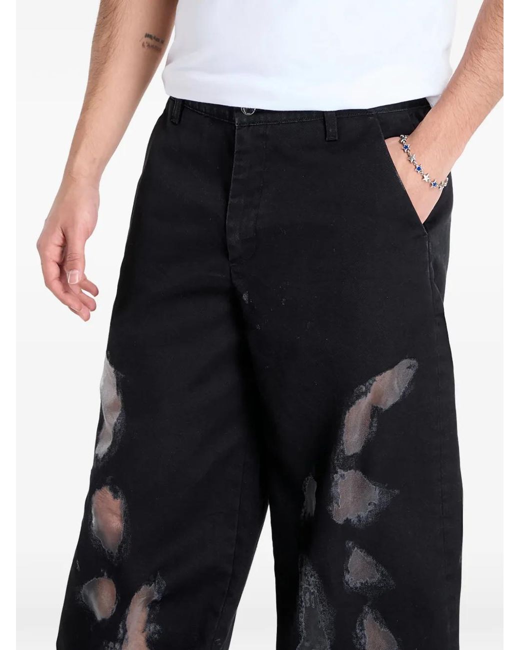 HELIOT EMIL Black Gallop Pattern Trousers for men