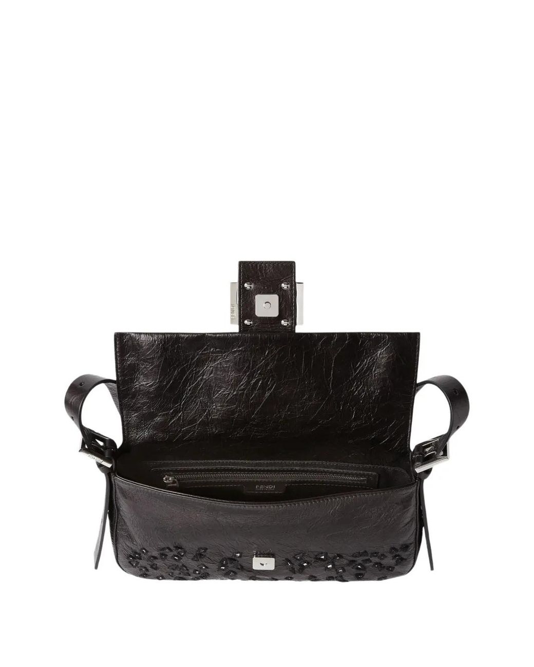 Fendi Black Cabas Baguette En Cuir À Ornements Miroir