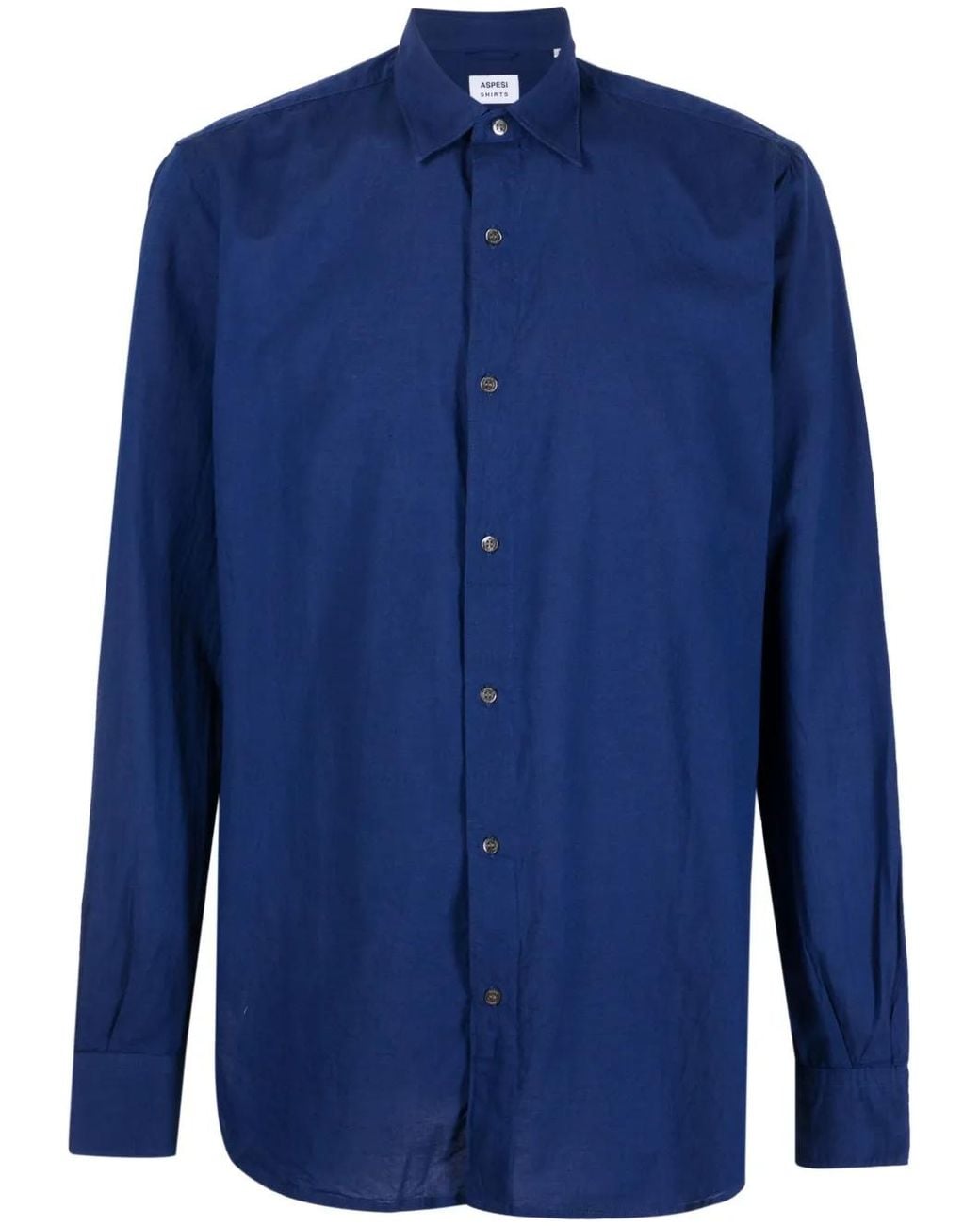 Aspesi Blue Long-Sleeved Cotton Shirt for men