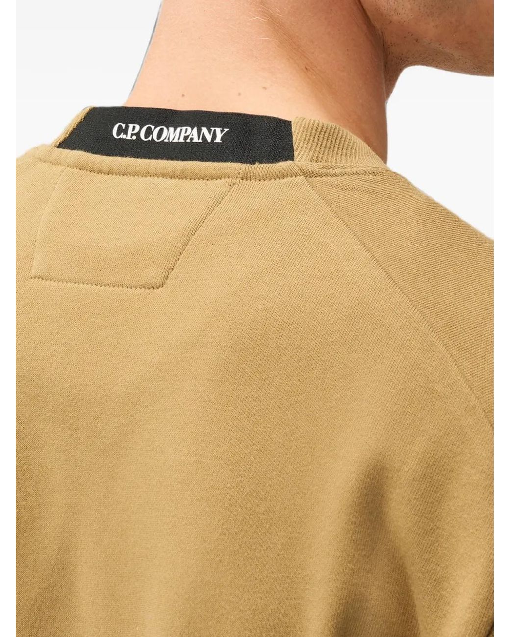 C P Company Green Diagonal Raised Fleece Lens Crewneck Sweatshirt for men