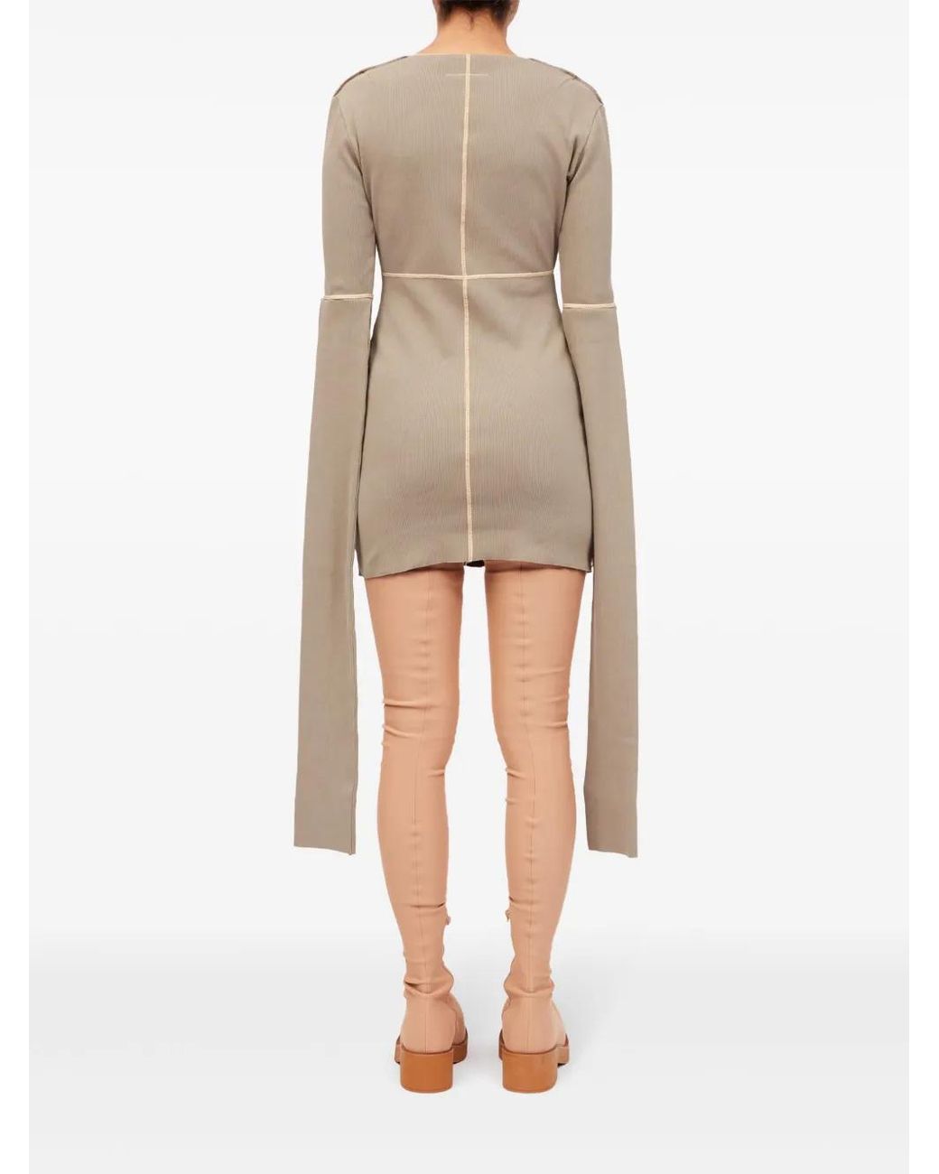 MM6 by Maison Margiela Natural Exposed-Seam Knitted Minidress