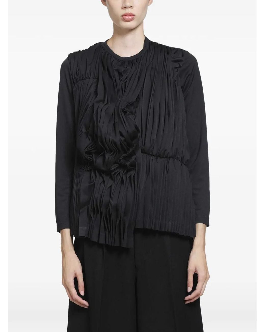 Comme des Garçons Black Pleated Draped Top