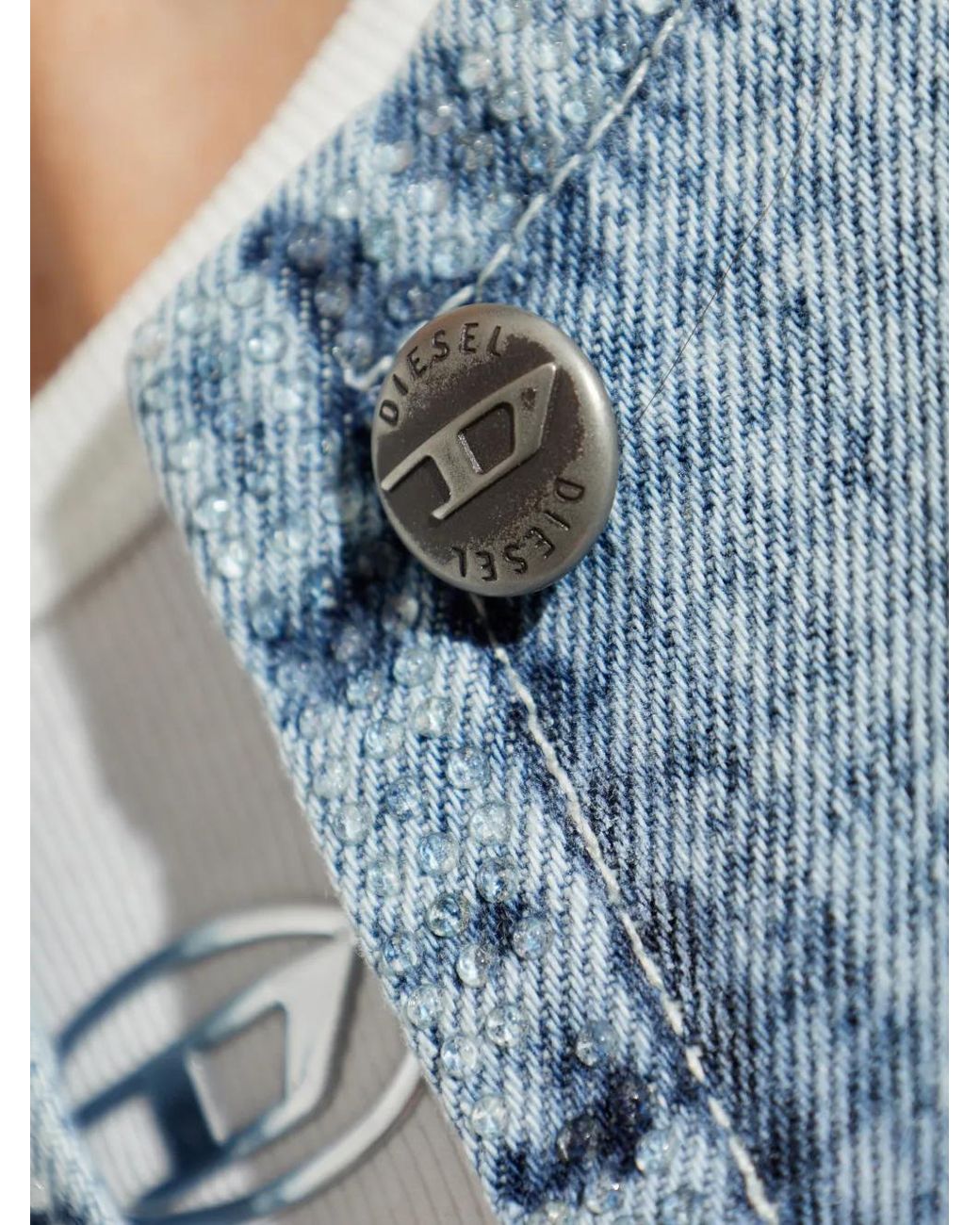 DIESEL Blue De-Terri-S Button Crop Jacket