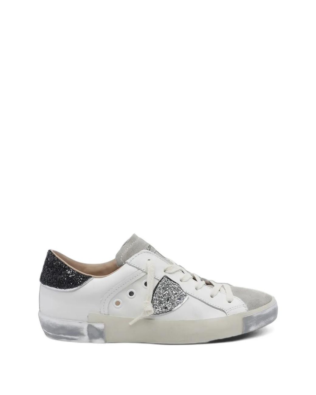Philippe Model White Paris Glitter-Embellished Sneakers