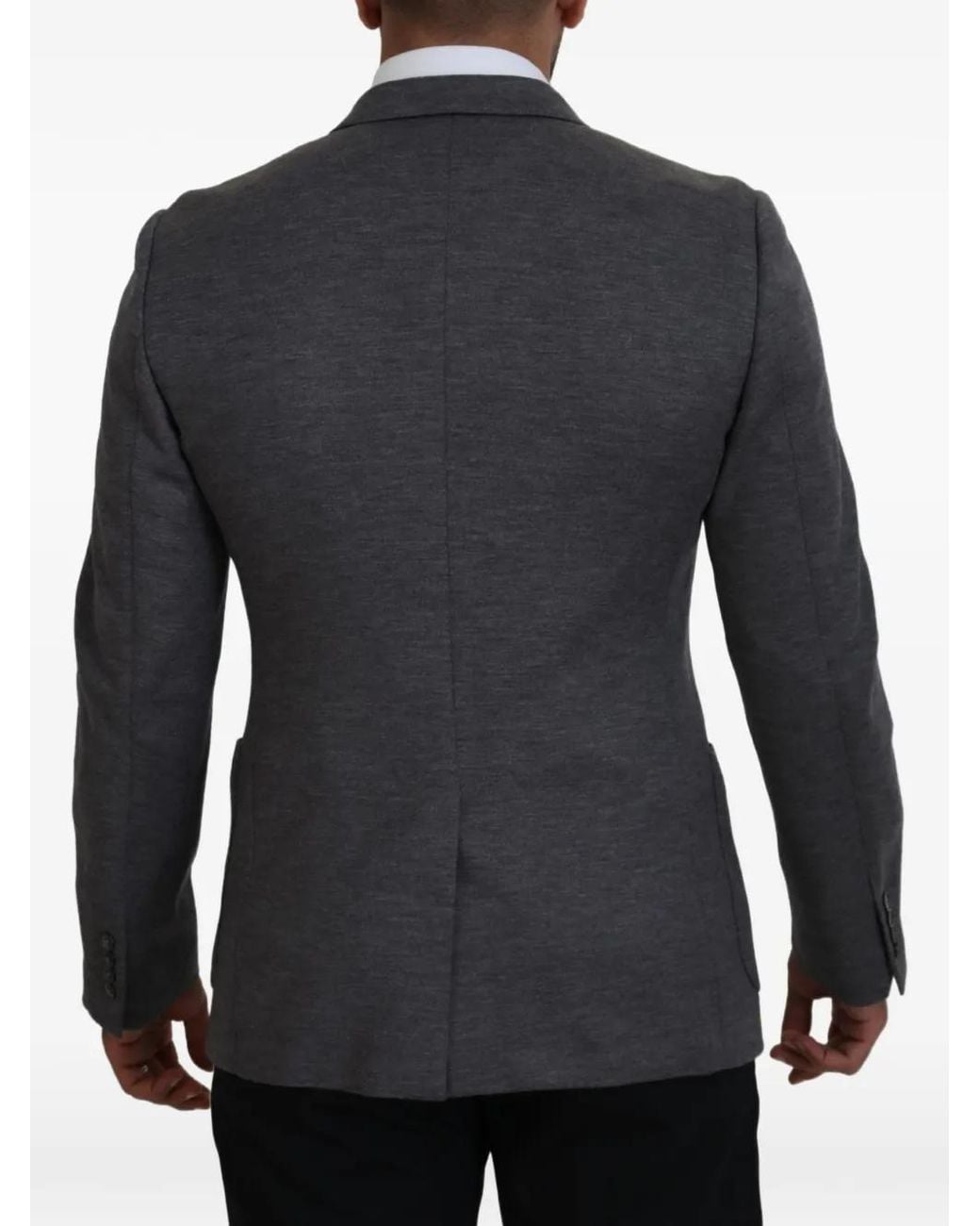 Dolce & Gabbana Black Embroidered-Logo Wool Blazer for men