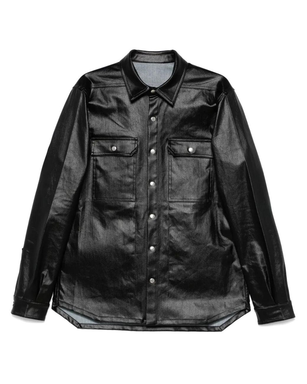 Rick Owens Black Coated Overshirt for men