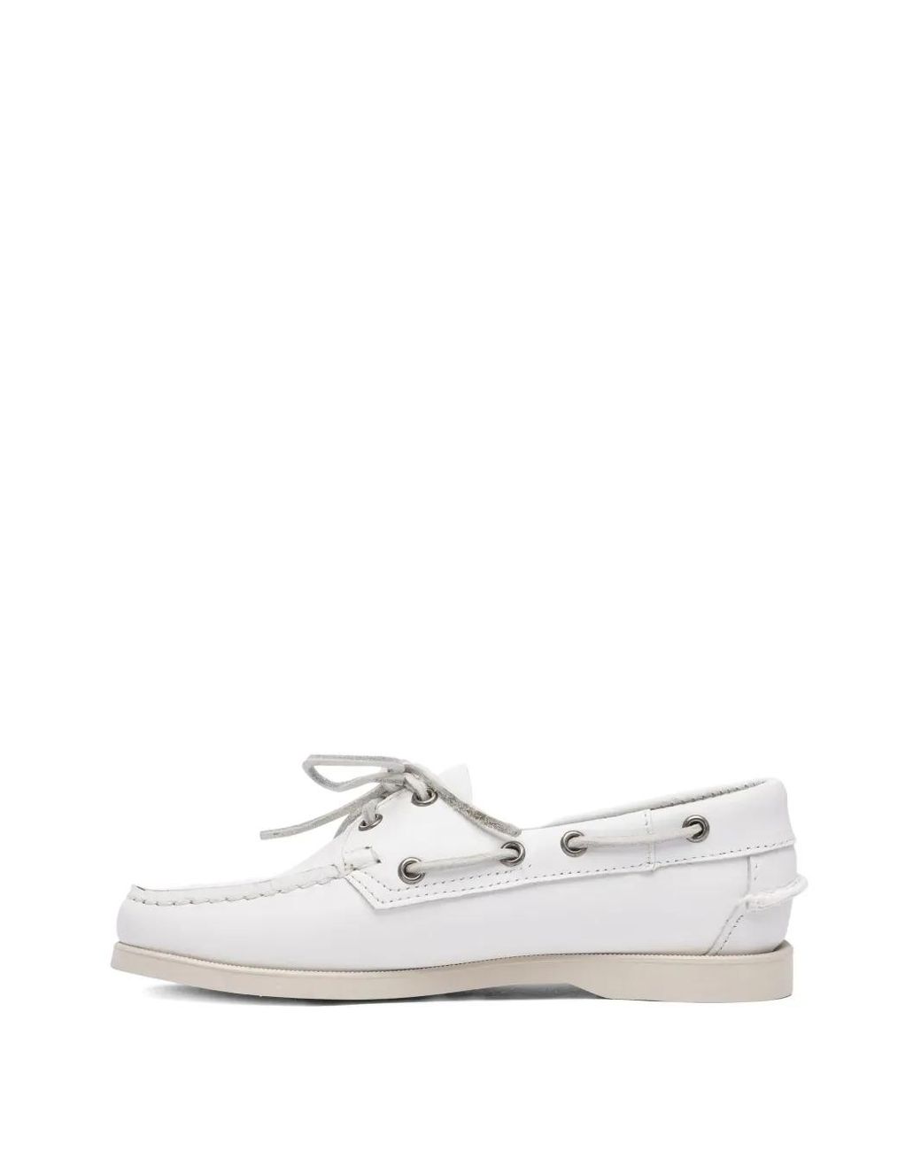 Sebago White Docksides Portland Leather Boat Shoes