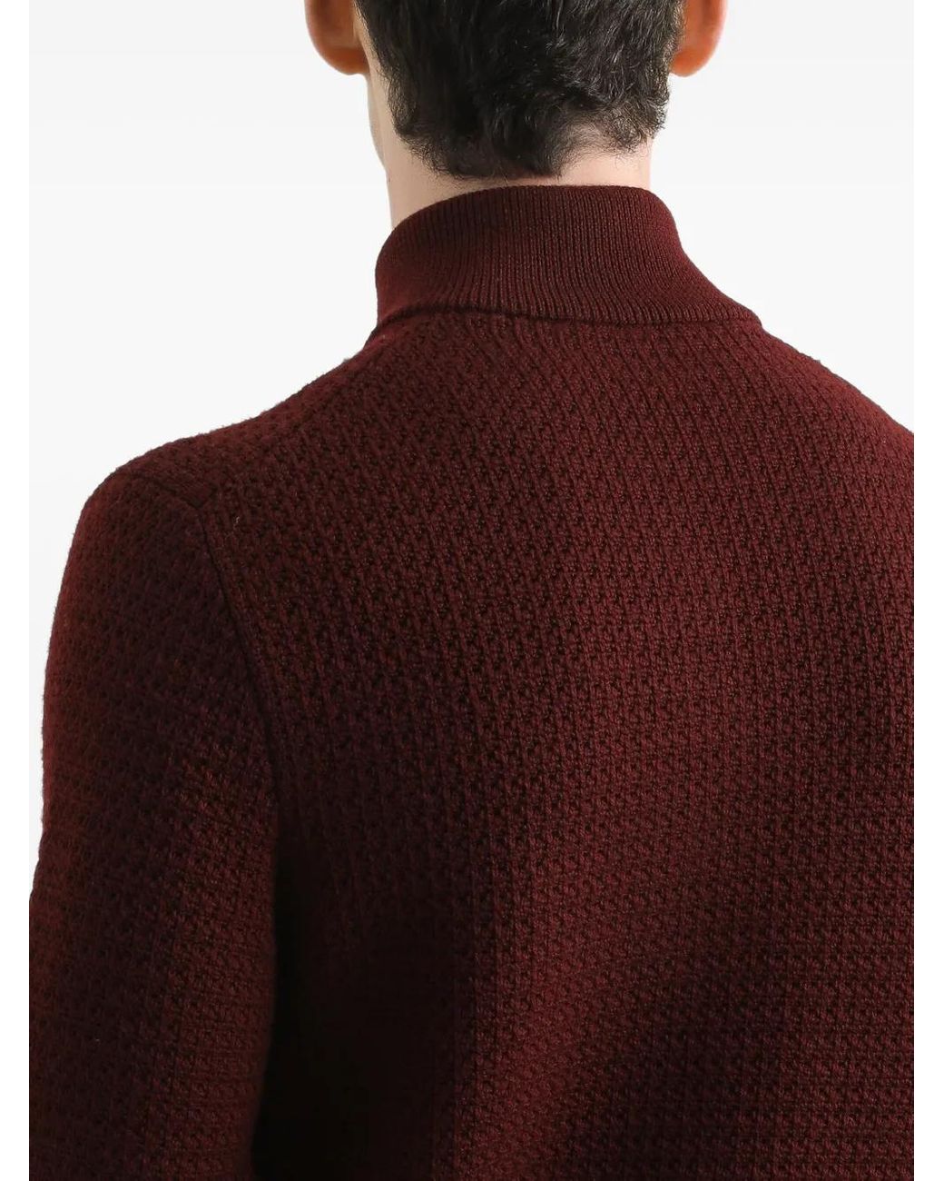 Dolce & Gabbana Brown Half-Zip Waffle-Knit Sweater for men