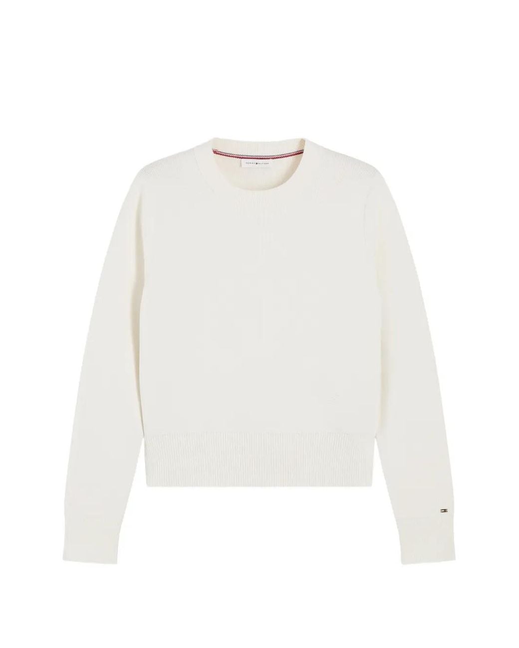 Tommy Hilfiger White Crew-Neck Embroidered Sweater