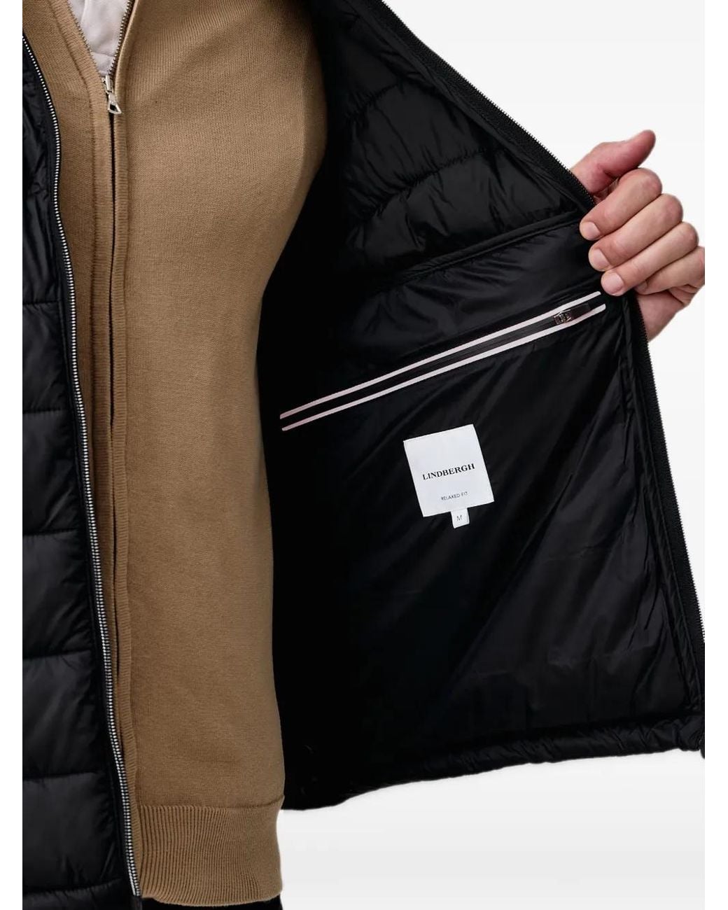 Lindbergh Black Quilted Logo-Print Jacket for men