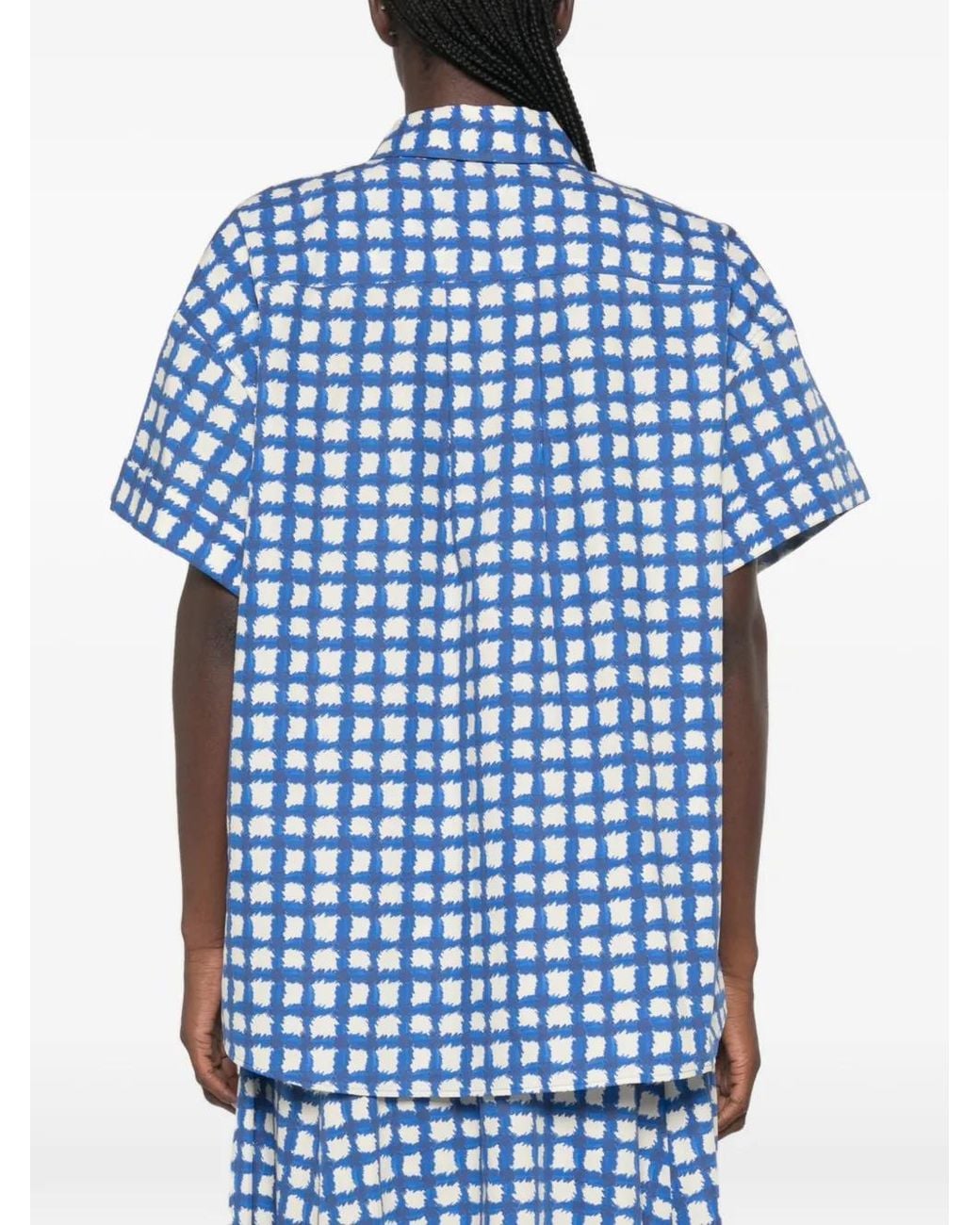 iBlues Blue Check-Pattern Short-Sleeve Shirt