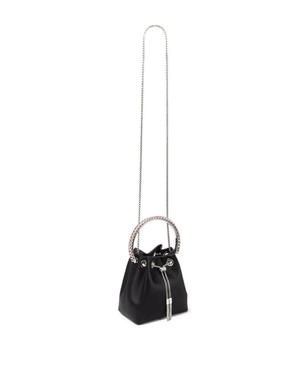 Jimmy Choo Black 'Bon Bon' Mini Handbag With Metal Crystal Bracelet Handle