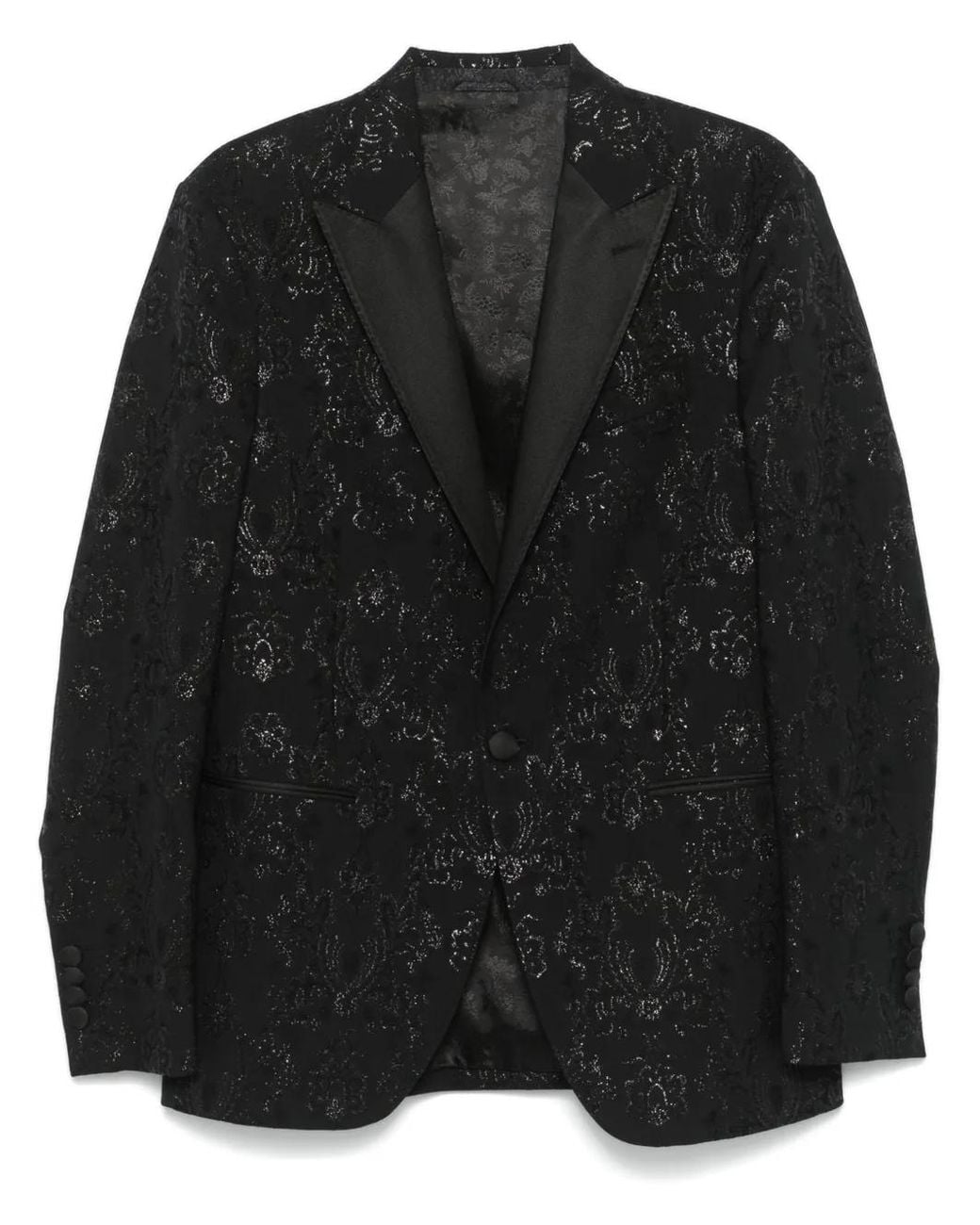 Etro Black Patterned-Jacquard Blazer for men
