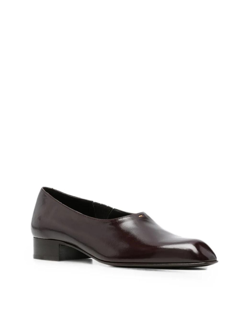 Khaite Red Leather Square-Toe Loafers