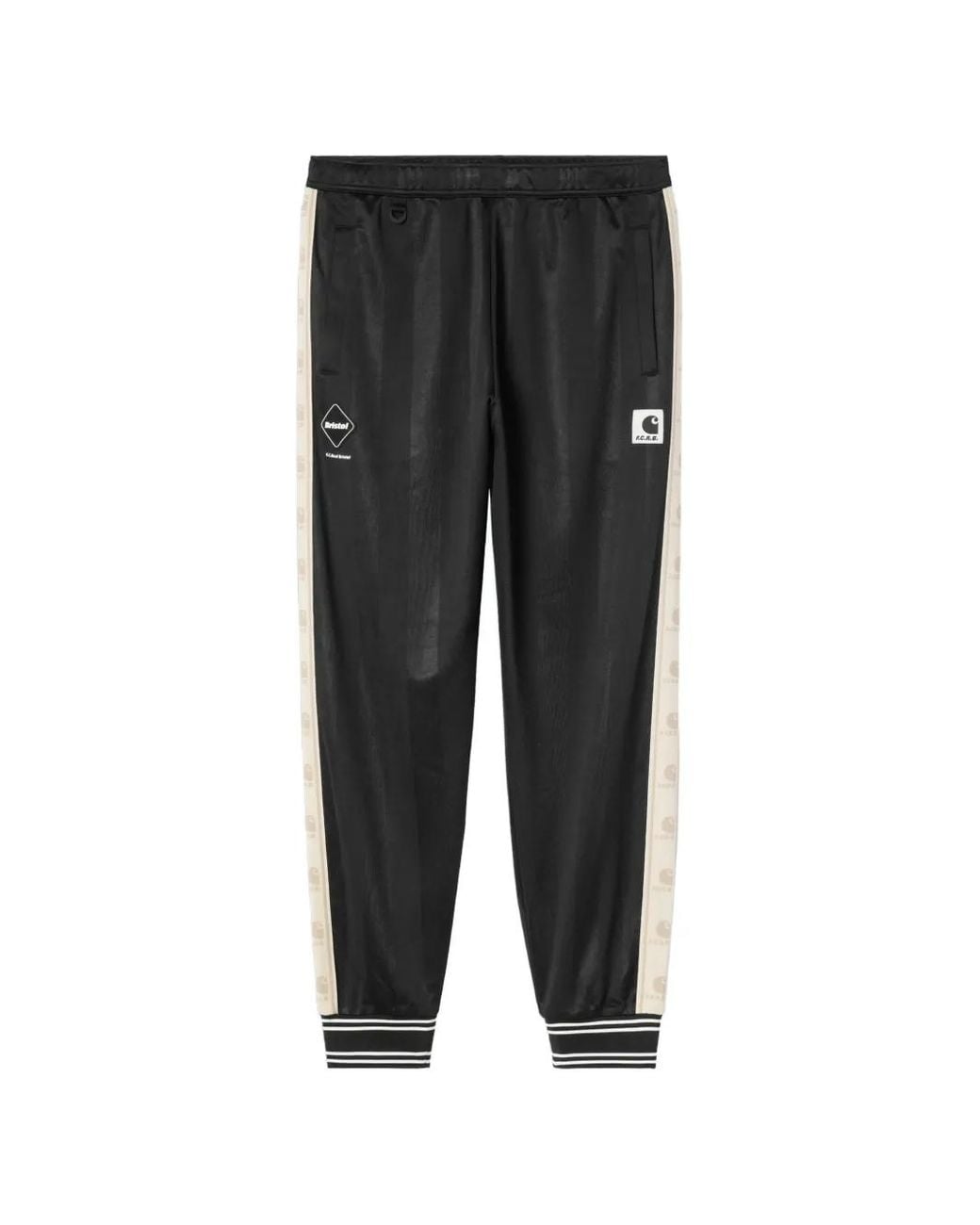 Carhartt Black Logo-Stripe Ribbed-Cuff Track Pants for men