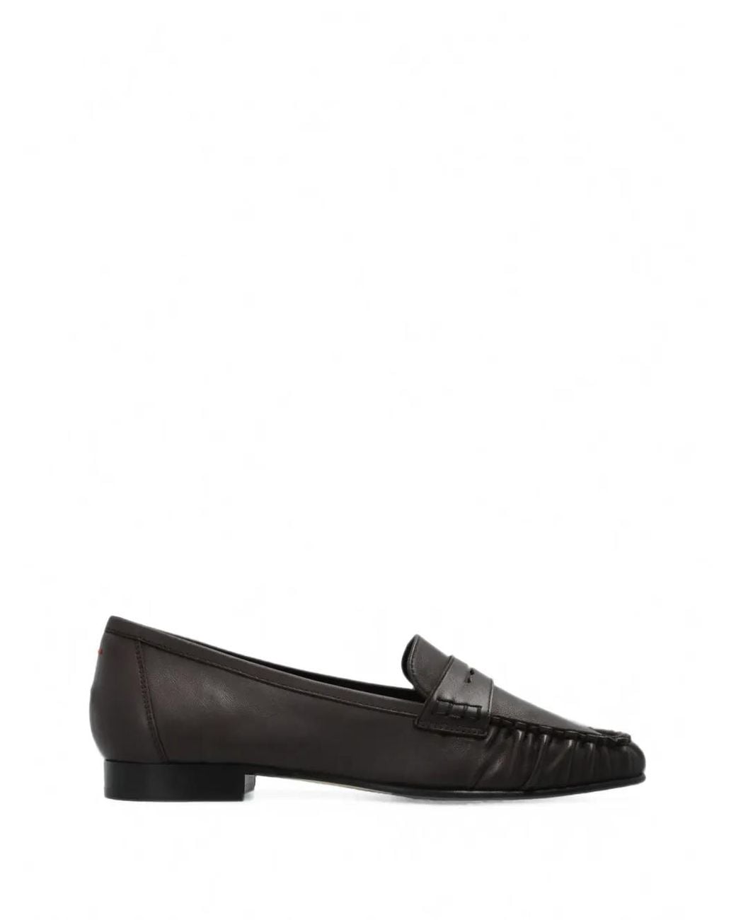 Aeyde Black Aldous Gathered Leather Loafers