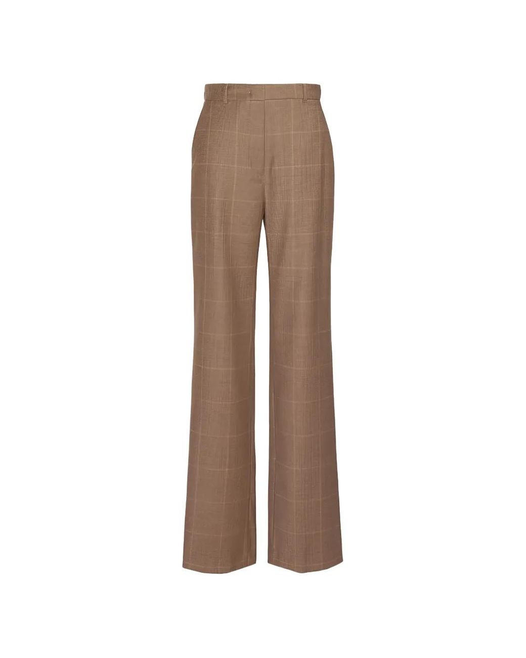 Max Mara Natural Agile Checked Wool Trousers