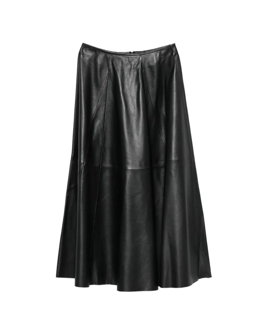 Arma Black Panelled Leather Midi Skirt