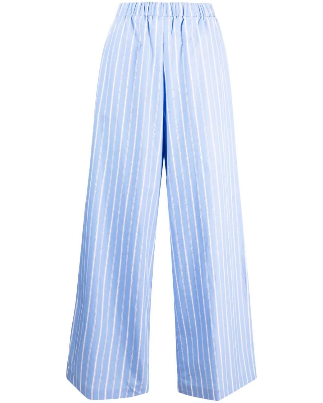 Woera Blue Striped Palazzo Pants