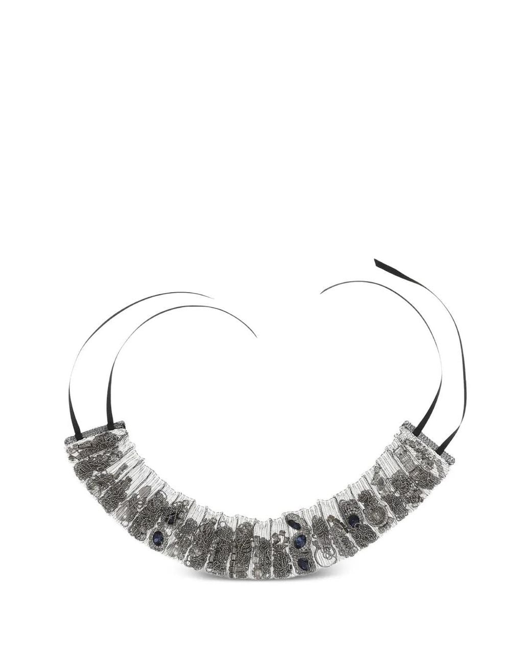 ALAINPAUL Metallic Rhinestone-Embellished Mesh Necklace