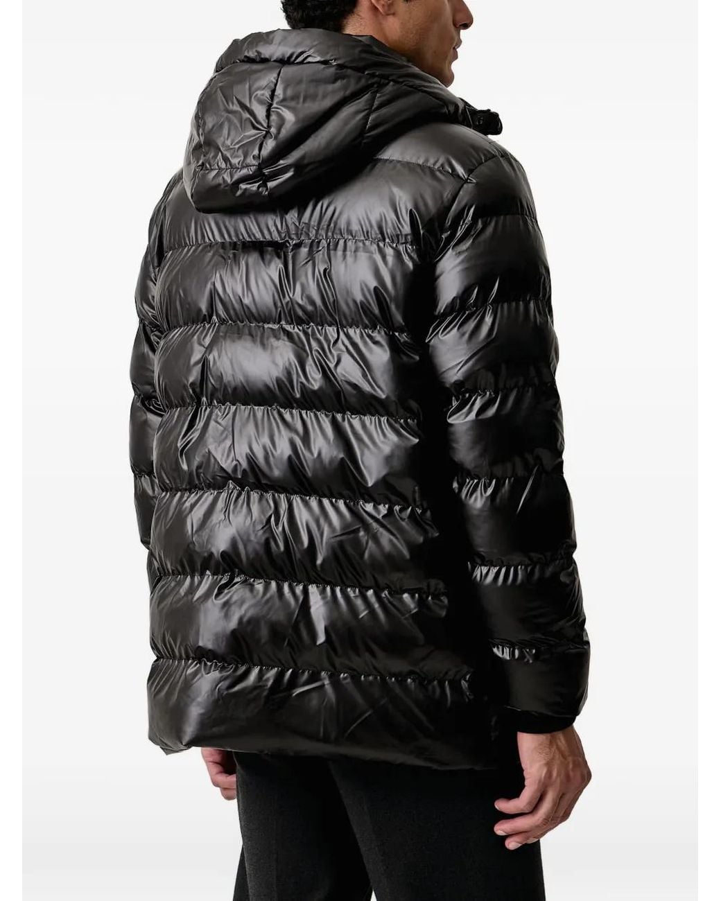Karl Lagerfeld Black Quilted Hooded Jacket for men