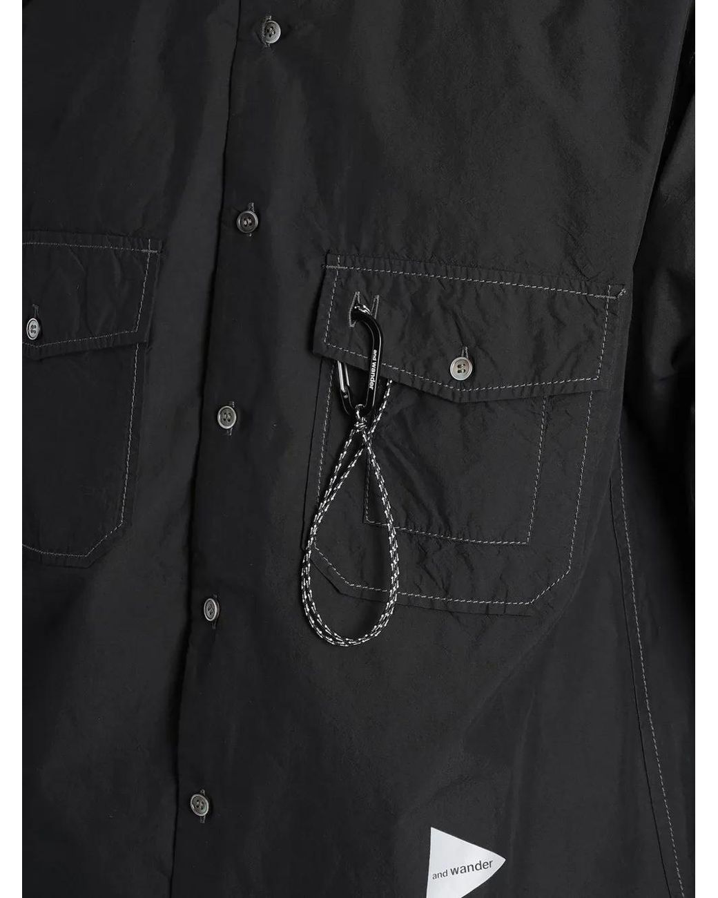 And Wander Black Chemise Cordura À Poches À Rabat Et Logo Imprimé