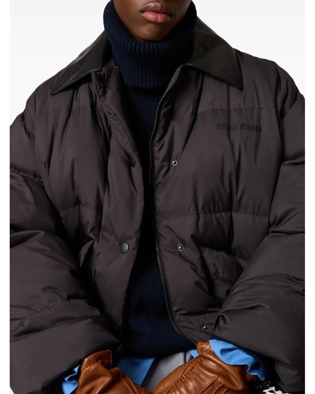 Miu Miu Black Technical Pongé Puffer Jacket