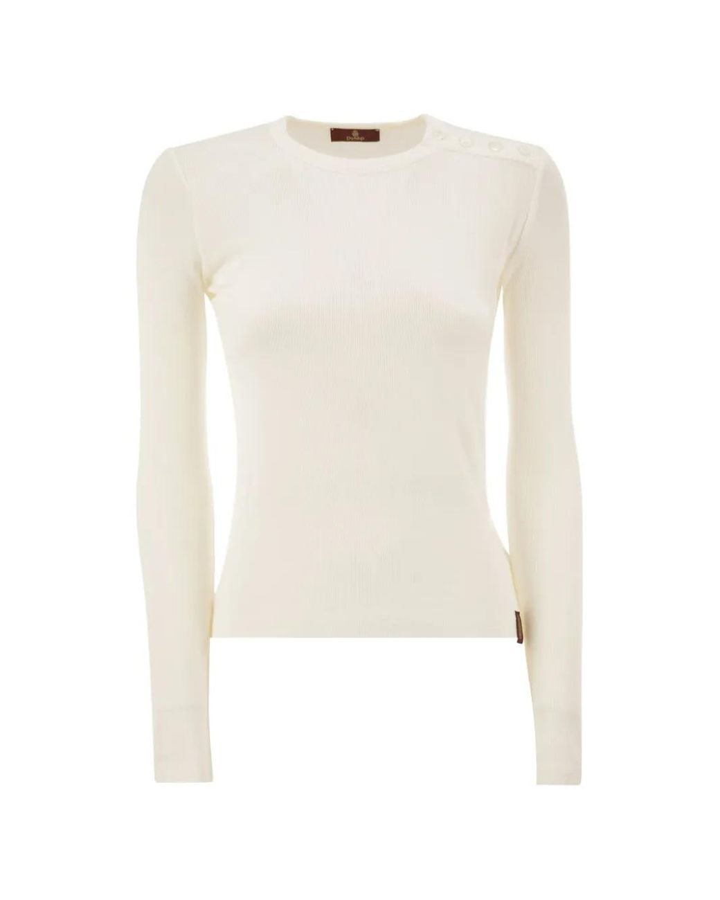 Dondup White Esibizionista Shoulder-Button Ribbed Top