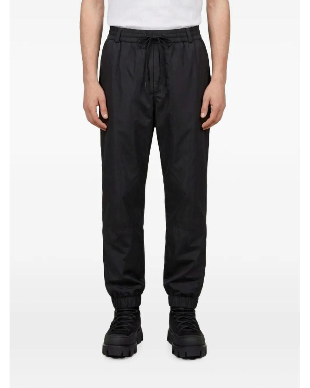 Moncler Black Drawstring-Waist Logo-Patch Track Pants for men