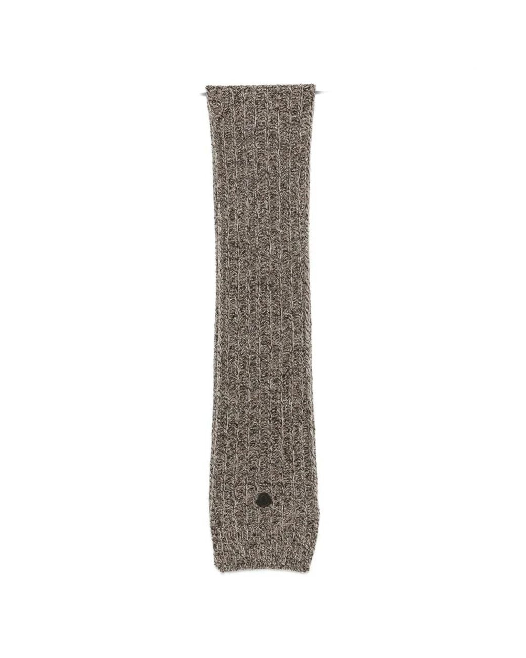 Moncler Brown Ribbed-Knit Logo-Patch Scarf for men
