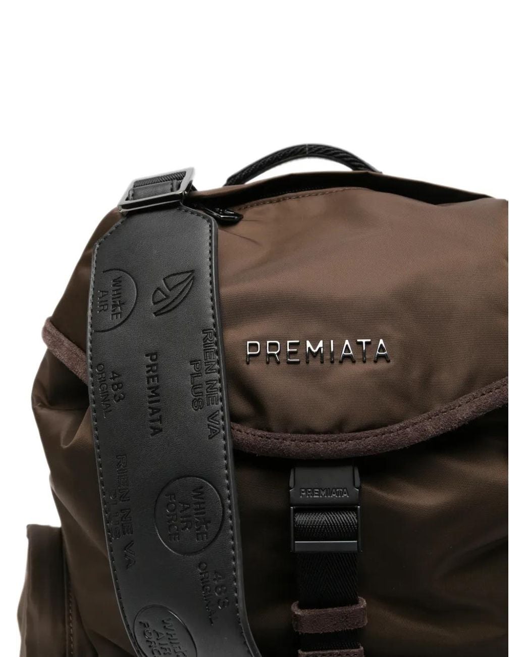 Premiata Black Logo-Plaque Buckle-Fastening Backpack for men
