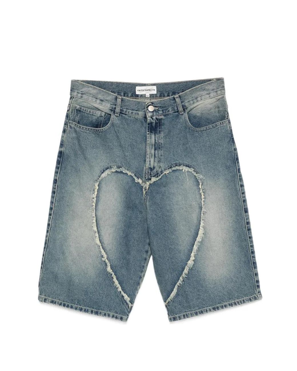 Carne Bollente Blue Heart Denim Shorts for men