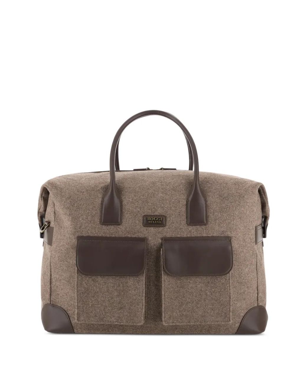 Boggi Brown Sac Fourre-Tout En Cuir Et Laine Mélangés for men